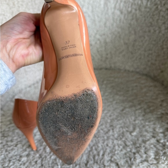 Emporio Armani Glossy Peach Heels - Picture 6 of 9